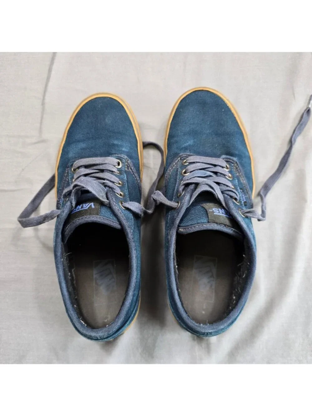 Vans 8.5 Mens Sneakers Navy Gum Low Top Lace Up Casual Canvas Shoes - Picture 10 of 10